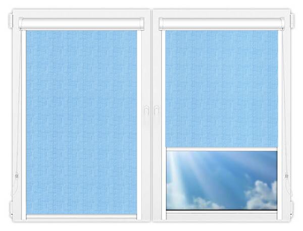 Кассетные рулонные шторы UNI Тэффи-голубой цена. Купить в «Мастерская Жалюзи»